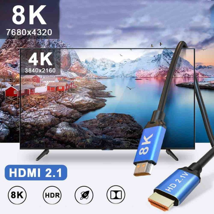 Kabel HDMI 2.1 PRZEWÓD 4K 144 Hz 8K 60Hz FHD 1.2m - zdjęcie 3