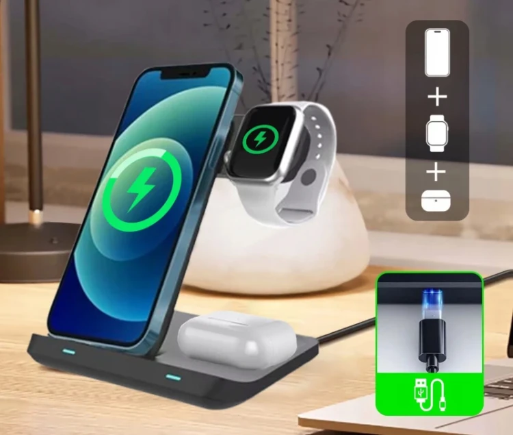 ładowarka bezprzewodowa 3w1 usb-c zenwire x12 - zdjęcie 2