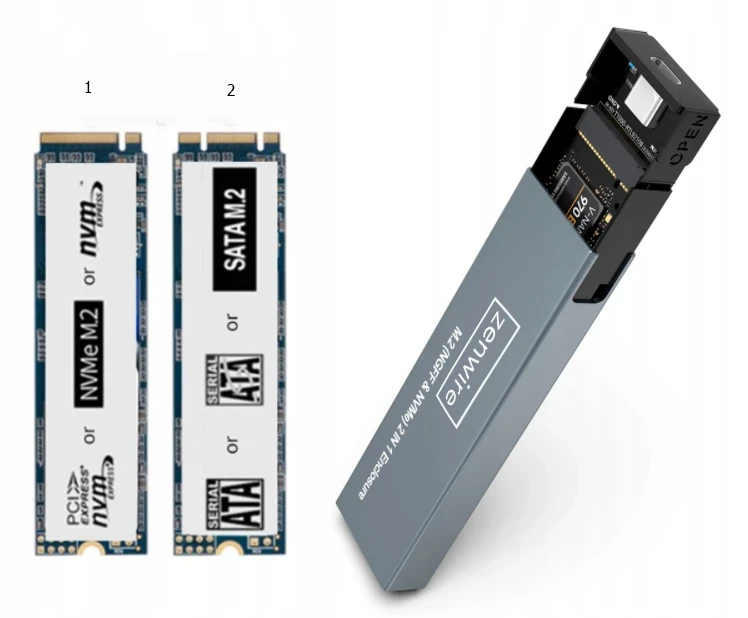 Skříň SSD NVME/SATA PCIe M.2 USB-C M2 Gen2 - fotka 8