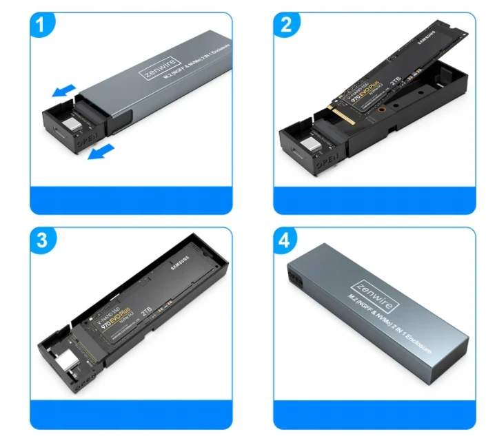 Skříň SSD NVME/SATA PCIe M.2 USB-C M2 Gen2 - fotka 6