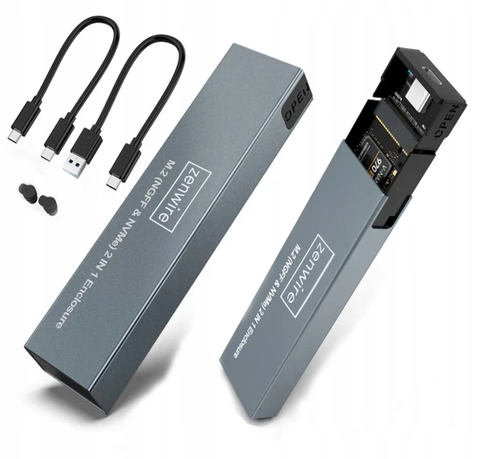 Skříň SSD NVME/SATA PCIe M.2 USB-C M2 Gen2 - fotka 2