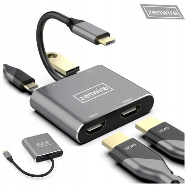 ADAPTÉR HUB USB-C 4W1 2x HDMI 4K USB Zenwire BYL-2309 - fotka 2