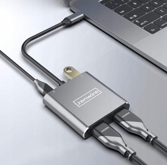 ADAPTÉR HUB USB-C 4W1 2x HDMI 4K USB Zenwire BYL-2309 - fotka 3